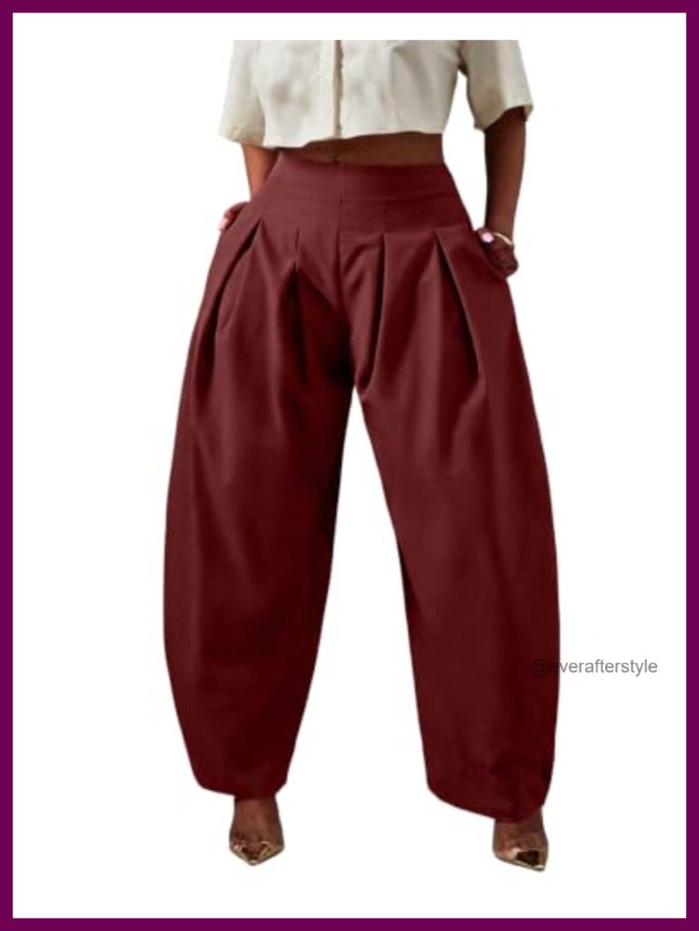 Women's High Waisted Pleated Wide Leg Barrel Pants Loose Fit